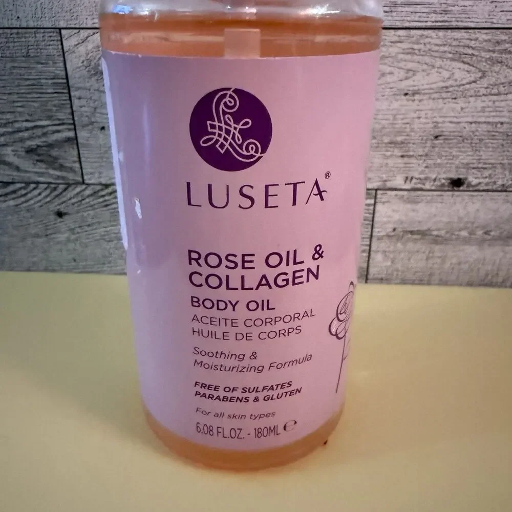 LUSETA Rose Oil & Collagen Body Oil Hydrating & Skin Firming Soothing 6 Oz New